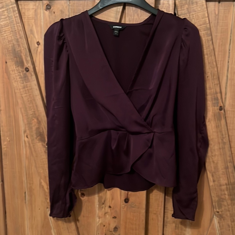 Express deep purple peplum top